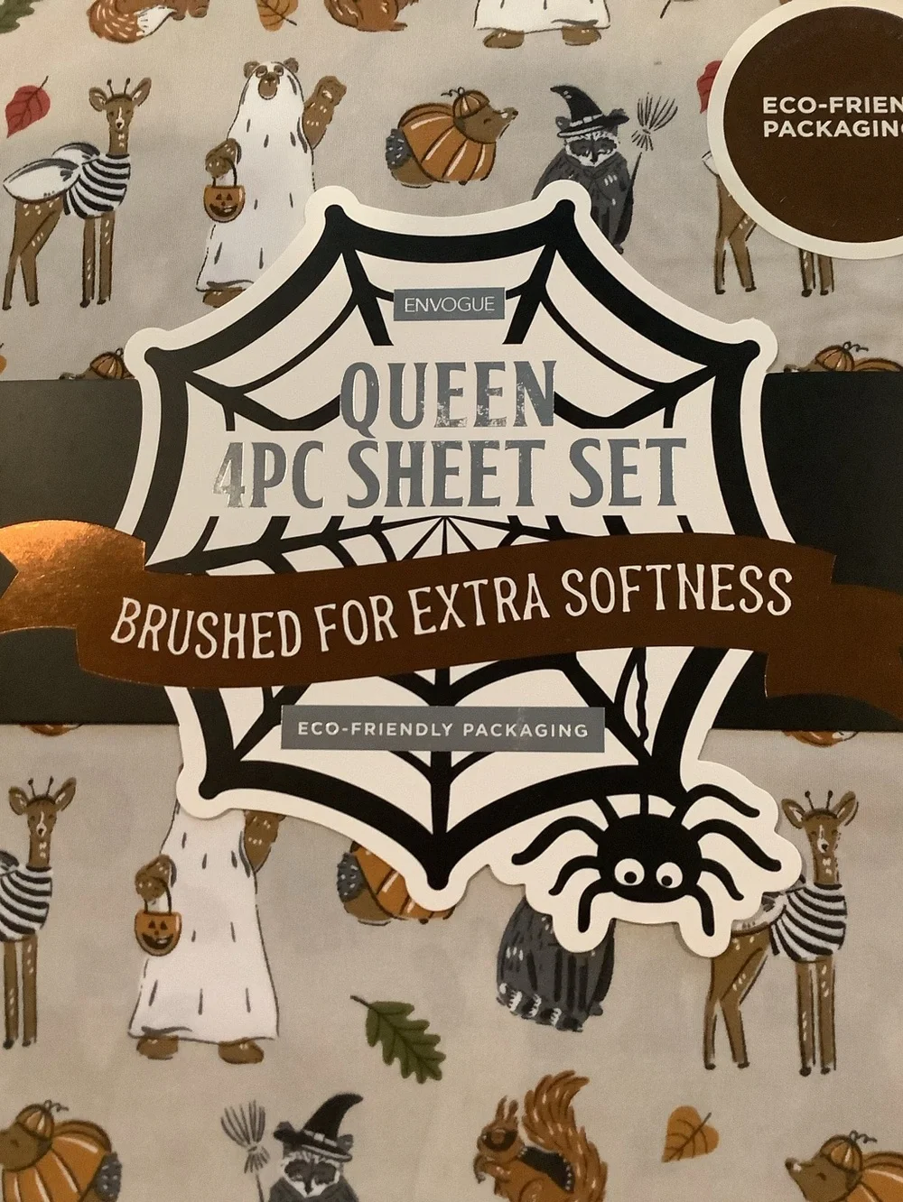 Envogue Halloween Forest Critters Queen Sheet Set New